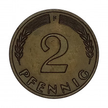 Km#106 2 Pfenning 1961 F - Stuttgart MBC Alemanha República Federativa Europa