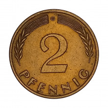 Km#106 2 Pfenning 1964 G - Karlsruhe MBC Alemanha República Federativa Europa C/ Limpeza