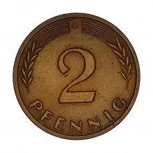 Km#106 2 Pfenning 1965 D - Munique MBC Alemanha República Federativa Europa C/ Limpeza