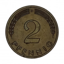 Km#106 2 Pfenning 1966 D - Munique MBC Alemanha República Federativa Europa