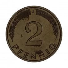 Km#106 2 Pfenning 1966 J - Humburgo MBC Alemanha República Federativa Europa