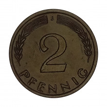 Km#106 2 Pfenning 1966 J - Humburgo MBC Alemanha República Federativa Europa