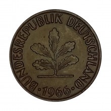 Km#106 2 Pfenning 1966 F - Stuttgart MBC Alemanha República Federativa Europa