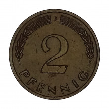 Km#106 2 Pfenning 1967 J - Humburgo MBC Alemanha República Federativa Europa