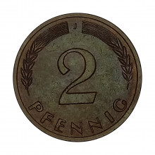 Km#106 2 Pfenning 1967 J - Humburgo MBC Alemanha República Federativa Europa