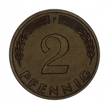 Km#106 2 Pfenning 1967 F - Stuttgart MBC Alemanha República Federativa Europa