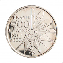 Estojo Moeda P-734 5 Reais 2000 FC 500 Anos do Descobrimento do Brasil Prata 999 Ø40mm 28gr.