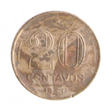 V-185a 20 Centavos 1943 BC Níquel Rosa