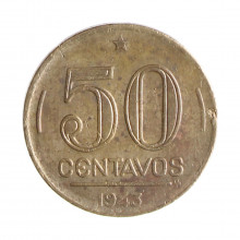 V-192a 50 Centavos 1943 BC Níquel Rosa