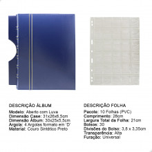 Álbum de Luxo Azul 10 Folhas para 300 Moedas 3BZN P