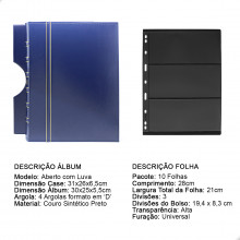 Álbum de Luxo Azul 10 Folhas para 60 Selos 3BZN P