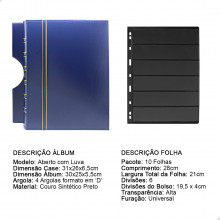 Álbum de Luxo Azul 10 Folhas para 120 Selos 3BZN P