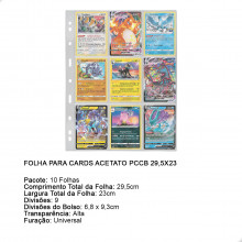 Kit 10 Folhas para Cards Acetato 29,5x23 PCCB 9 Bolsos