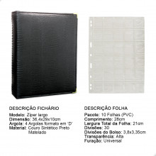 Álbum Fichário 10 Folhas Para 300 Moedas 28x21 Cobra Fosco XL