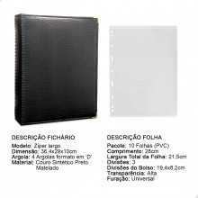 Álbum Fichário 10 Folhas Para Cédulas 3 Espaços 28x21 Cobra Fosco XL