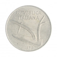 Km#93 10 Liras 1970 R MBC Itália Europa Alumínio 23.25(mm) 1.6(gr)