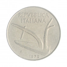 Km#93 10 Liras 1975 R MBC Itália Europa Alumínio 23.25(mm) 1.6(gr)