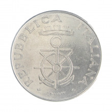 Km#108 100 Liras 1981 R MBC+ Itália Europa Centenário da Academia Naval de Livorno Aço Inox 27.8(mm) 8(gr)