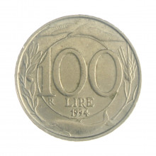 Km#159 100 Liras 1994 R MBC Itália Europa Cupro-Níquel 22(mm) 4.5(gr)