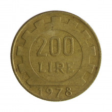 Km#105 200 Liras 1978 R MBC Itália Europa Bronze Alumínio 24(mm) 5(gr)