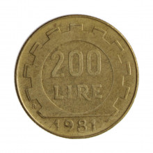 Km#105 200 Liras 1981 R MBC Itália Europa Bronze Alumínio 24(mm) 5(gr)