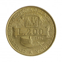Km#184 200 Liras 1996 R SOB Itália Europa Centenário da Academia da "Guardia di Finanza Bronze Alumínio 24(mm) 5(gr)