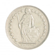 Km#23 ½ Franc 1946 B MBC+ Suíça Europa Prata 0.835 18.2(mm) 2.5(gr)