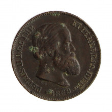 Moeda B-785 10 Réis 1869 BC Com Ponto no S Bronze Ø20mm 3,5gr.