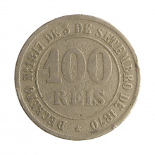 Moeda V-002 100 Réis 1871 BC/MBC  Cupro-Níquel Ø27mm 10gr.
