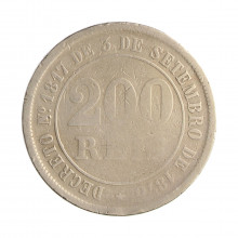 Moeda V-019 200 Réis 1876 BC Cupro-Níquel Data Difícil Ø32mm 15gr.