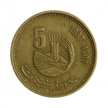 Km#Y#83 5 Santimat 1987 - (1407) MBC+ Marrocos África FAO Bronze Alumínio 17.5(mm) 2(gr)