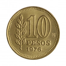 Km#66 10 Pesos 1976 FC Argentina América Bronze Alumínio 16.5(mm) 2(gr)