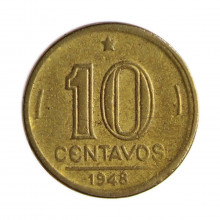 V-198 10 Centavos 1948 MBC Cunho Quebrado