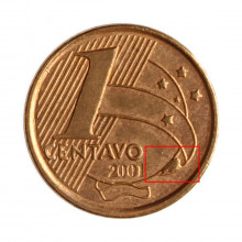 1 Centavo 2001 MBC+ Cunho Quebrado