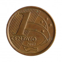 1 Centavo 2001 MBC Cunho Quebrado Medalhão