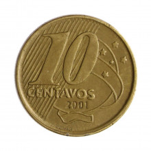 10 Centavos 2001 MBC Cunho Quebrado