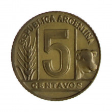 Km#40 5 Centavos 1946 MBC Argentina América Bronze Alumínio 17(mm) 2(gr)