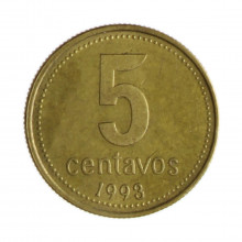 Km#109 5 Centavos 1993 MBC Argentina América Bronze Alumínio 17.2(mm) 2.02(gr)