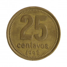 Km#110.1 25 Centavos 1992 MBC Argentina América Bronze Alumínio 24.2(mm) 5.4(gr)