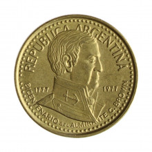 Km#74 10 Pesos 1777 - 1977 BA MBC Argentina América 200º Aniversário do Almirante G. Brown Bronze Alumínio 25(mm) 6.5(gr