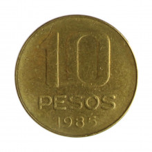 Km#93 10 Pesos 1985 MBC Argentina América Latão 20.8(mm) 4(gr)