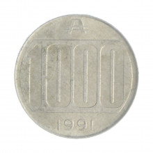 Km#105 1000 Australianos 1991 A MBC Argentina América Alumínio 24.1(mm) 2(gr)