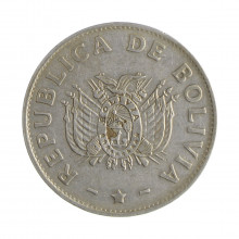 Km#205 1 Boliviano 1991 MBC Bolívia América Aço Inoxídavel 27(mm) 5(gr)