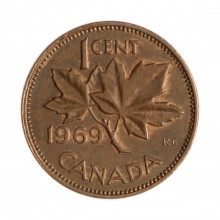 Km#59.1 1 Cent 1969 MBC+ Canadá América Bronze 19.05(mm) 3.24(gr)