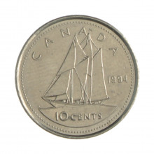 Km#183 10 Cents 1994 MBC Canadá América Níquel 18.03(mm) 2.07(gr)