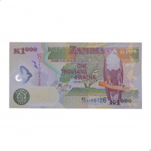 P#44d 1 000 Kwacha 2005 FE Zãmbia África Polímero