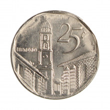 Km#577.2 25 Centavos 2000 MBC Cuba América  Aço com revestimento de níquel 23(mm) 5.65(gr)