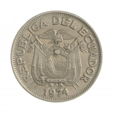 Km#81 50 Centavos  1974 MBC+ Equador  América  Aço com revestimento de níquel  23(mm) 5(gr)