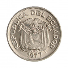Km#81 50 Centavos  1977 MBC+ Equador  América  Aço com revestimento de níquel  23(mm) 5(gr)