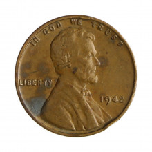 Km#132 1 Cent 1942 MBC+ Estados Unidos  América  Lincoln Cent Espiga de Trigo  Bronze  19(mm) 3.11(gr)